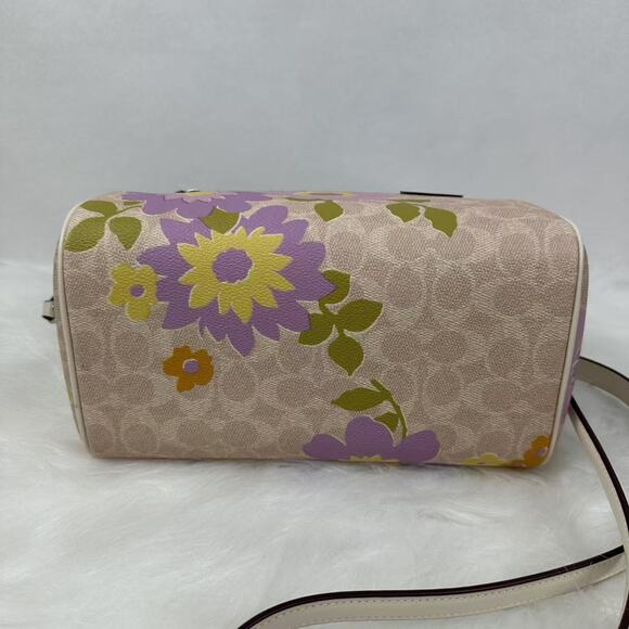 COACH Rowan Satchel Crossbody Bag Signature Canvas Floral Print CBG72 Sand NWT - Picture 11 of 11